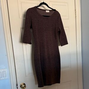 Elegant Long Sleeve Ribbed Dress